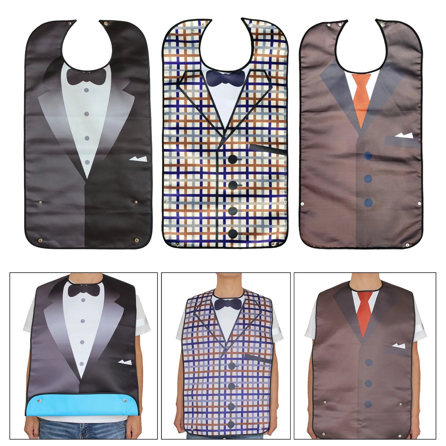 PVC Printing Cotton Adjustable Bib Protecor Crumb Waterproof Anti-oil Reusable Waterproof Elder Disability Wear Mealtime Bib