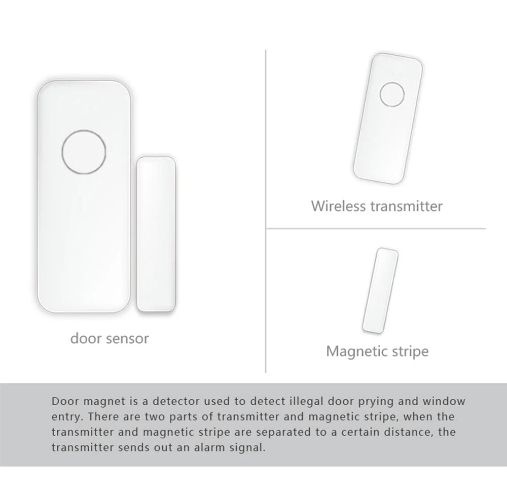 Wireless Magnetic Door & Window Sensor EV1527 Coding Mode RF 433MHz for Home Security Alarm System Home Burglar Alarm Kits