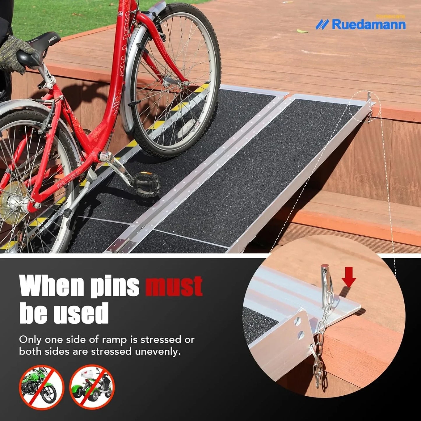 US 6'L × 29" W Wheelchair Ramp, 600Lbs Capacity, Non-Slip Threshold Ramp, Portable Aluminum Folding