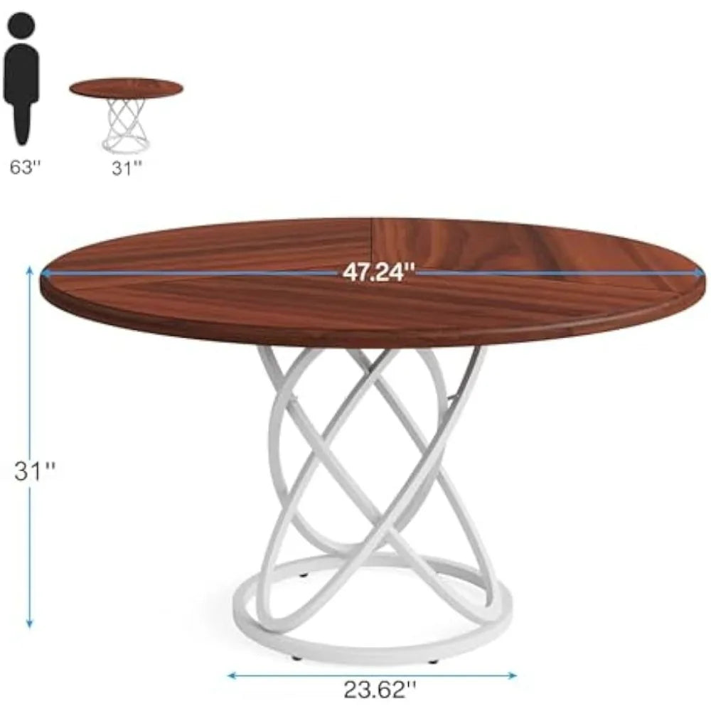 4, 47-Inch Dinner Table Circle Kitchen Table with Metal Base, Wood- Meets ADA Recommendations for accessibility dimensions including wheelchairs