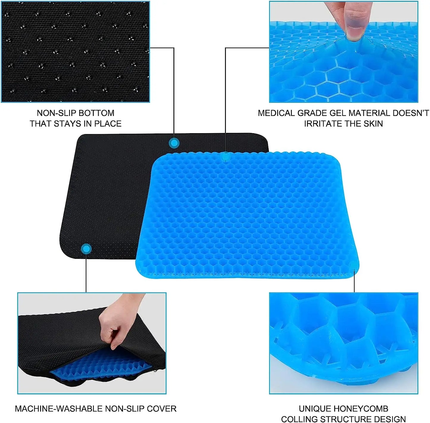 Gel cushion for relieving pressure pain, office chair, breathable car seat, double-layer thick egg gel cushion, wheelchair seat