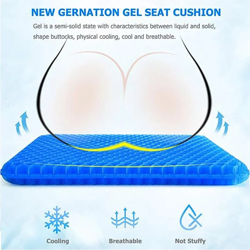 Gel cushion for relieving pressure pain, office chair, breathable car seat, double-layer thick egg gel cushion, wheelchair seat