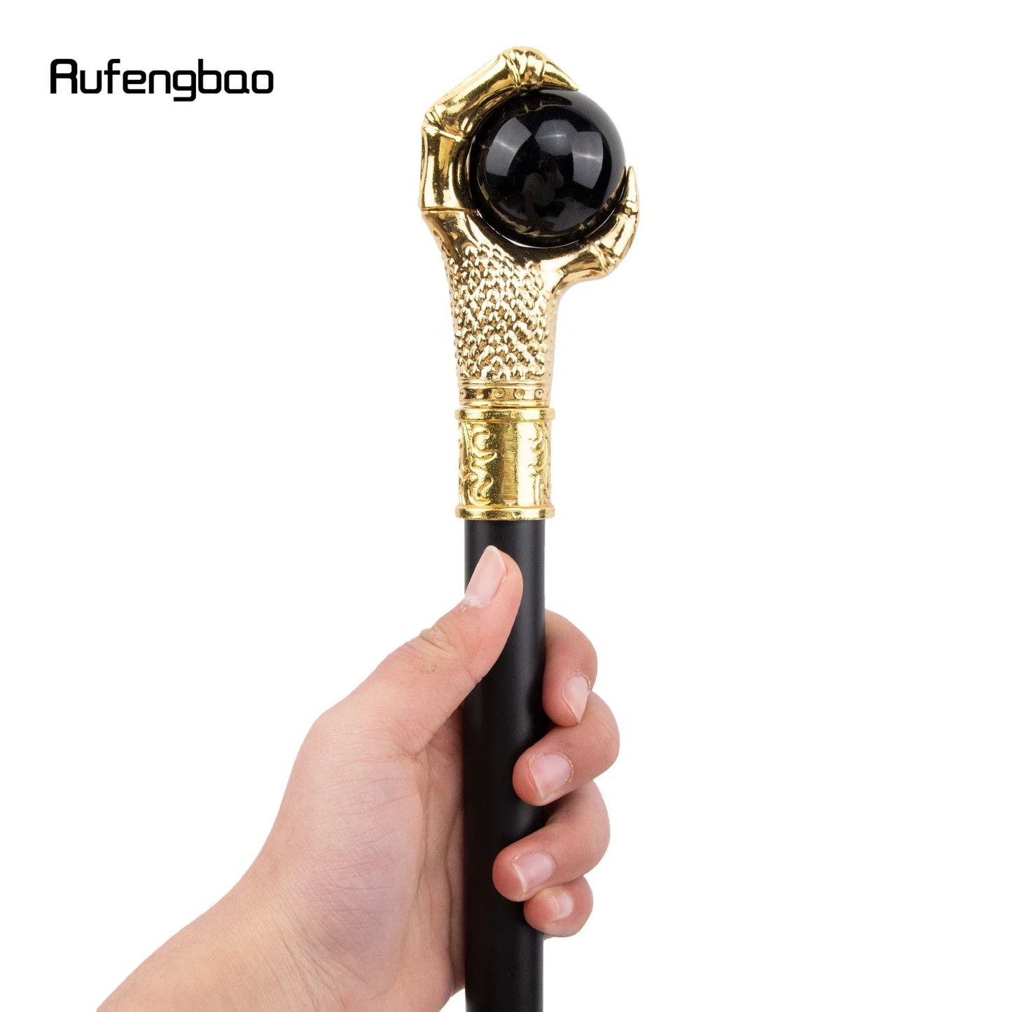Dragon Claw Grasp Black Glass Ball Golden Walking Cane Fashion Decorative Walking Stick Cosplay Cane Knob Crosier 93cm