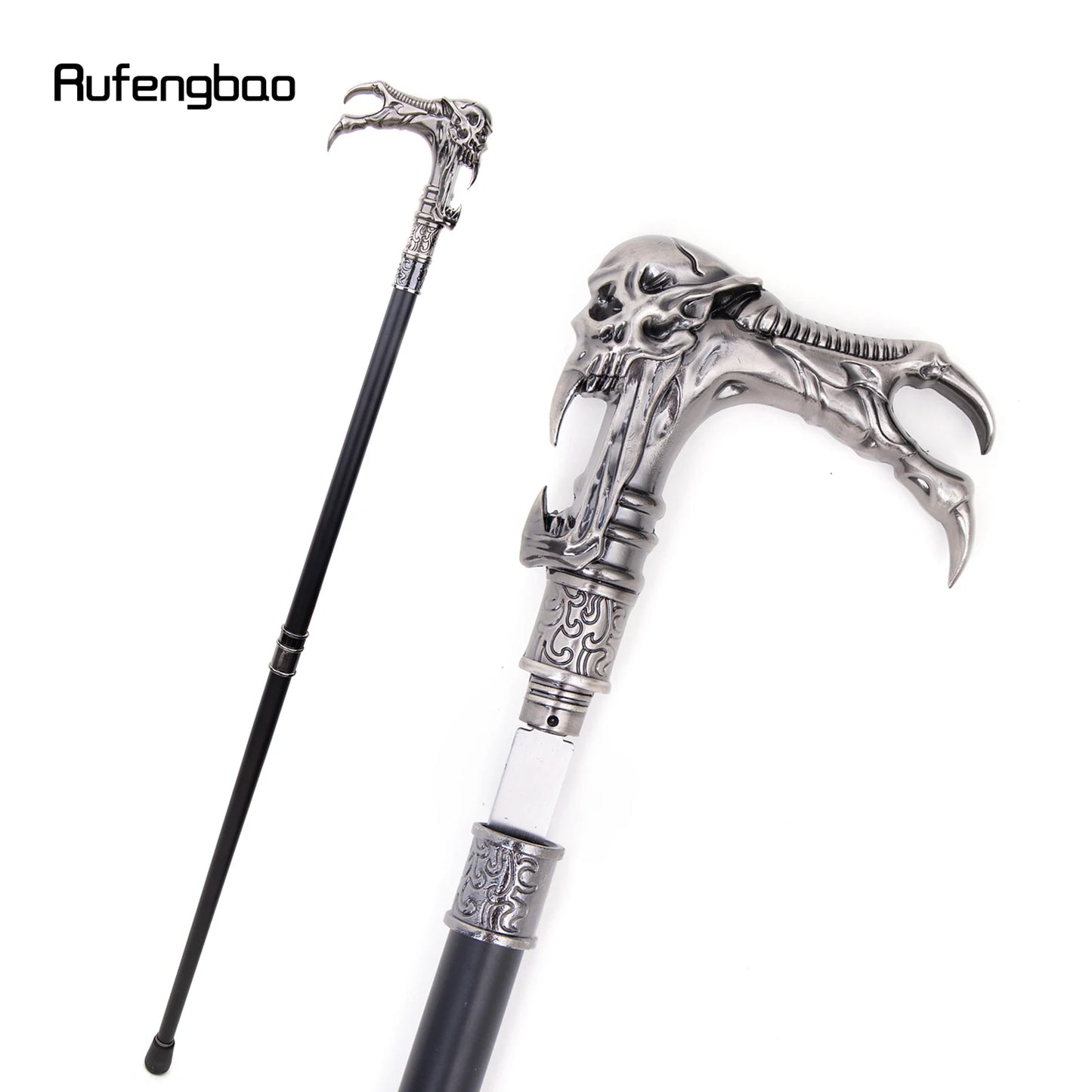 Ghost Skull Head Walking Stick with Hidden Plate Self Defense Fashion Cane Plate Halloween Cosplay Crosier Vampire Stick 93cm