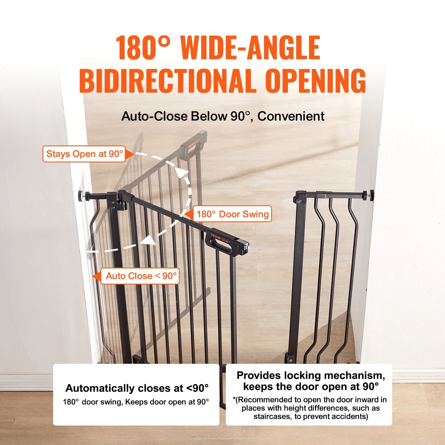 VEVOR Baby Gate 29.5"-39"/ 48.4"/ 53"/ 57.8" Extra Wide 30" High Dog Gate for Stairs Doorways and House Auto Close Security Gate