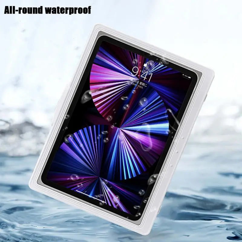 Wall Mount Shower Tablet Holder 180 Degree Rotation Waterproof Tablet Holder Bathroom Tablet Case Touchable Anti-Fog Screen