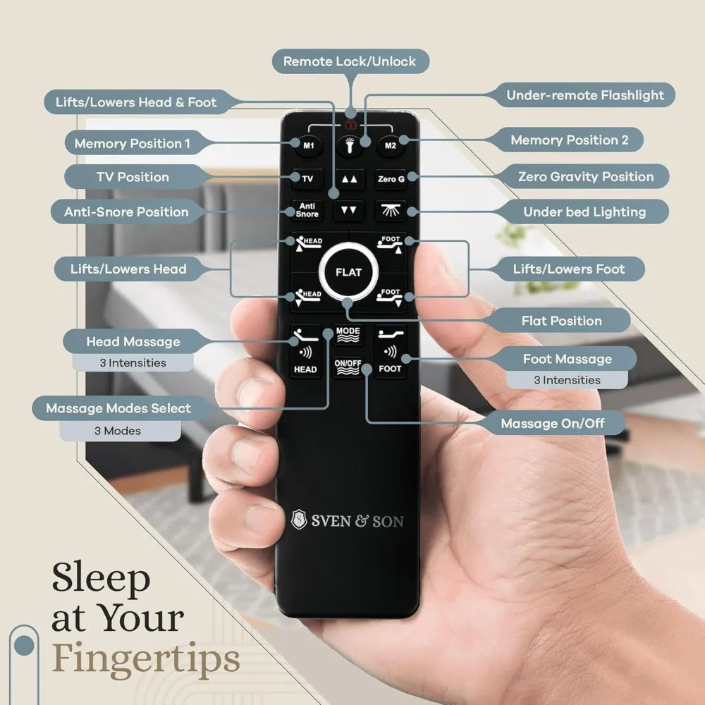 Massage, Under-Bed Lights, USB, Gel Memory, Zero Gravity Smart Frame, Bed Frames