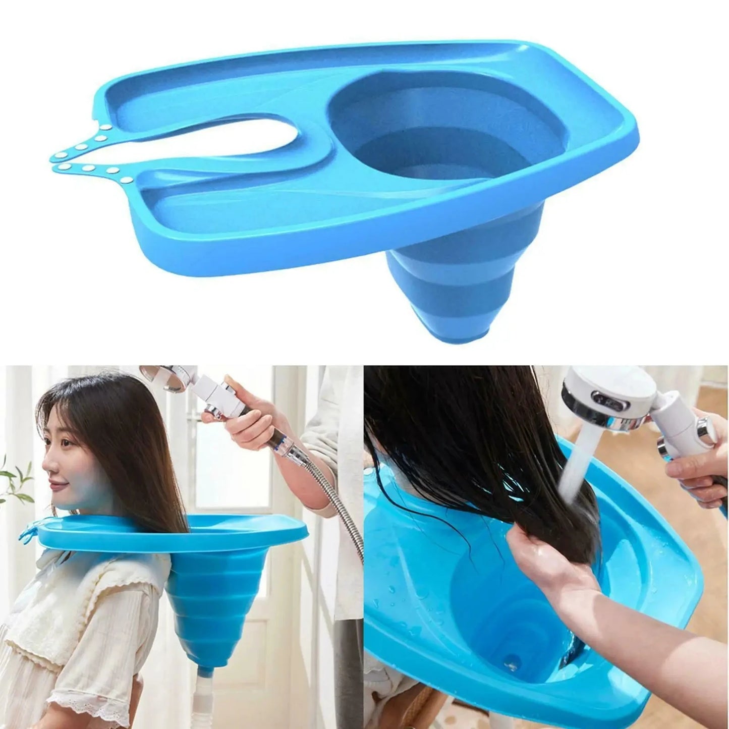 Portable Hair Washing Tray Kit-Inflatable Shampoo Basin Bowl for Bedside and in Bed