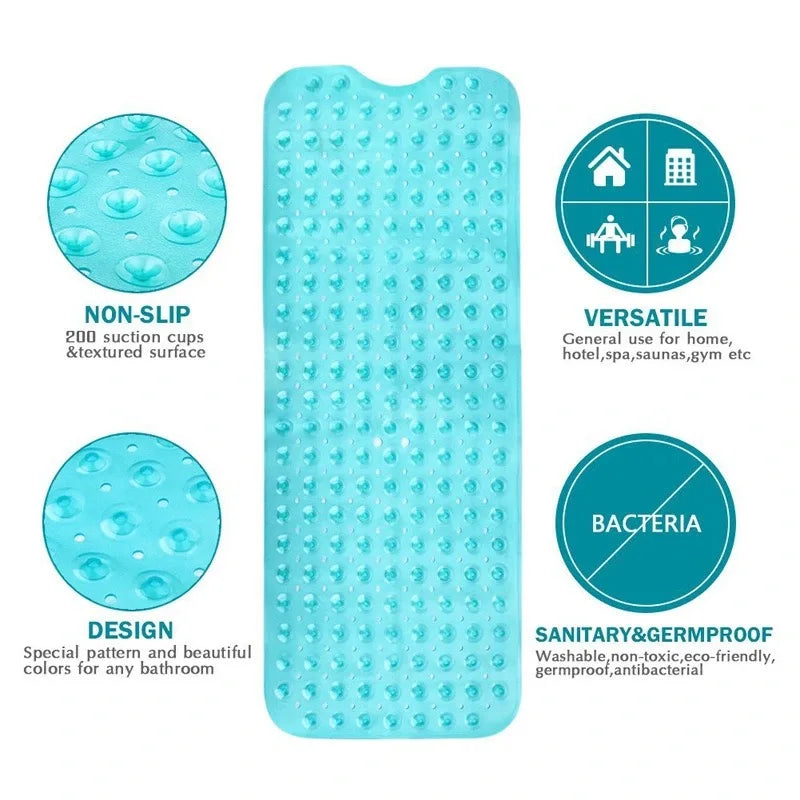 Extra Long Bath Mat Massage 40X100CM PVC Shower Bathtub Mats Non Slip Suction Cup Bathroom Floor Mat for Kids/Elderly /Disabled