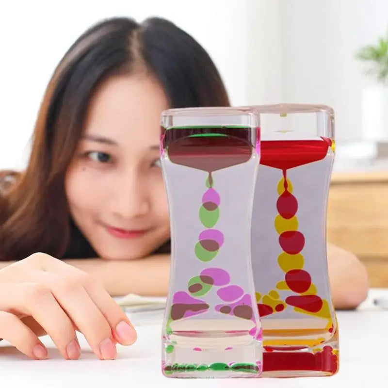 Liquid Timer visual sensory toy autism sedation special Liquid Oil Floating Visual Glass Timer Hourglasses needs Motion S3W2