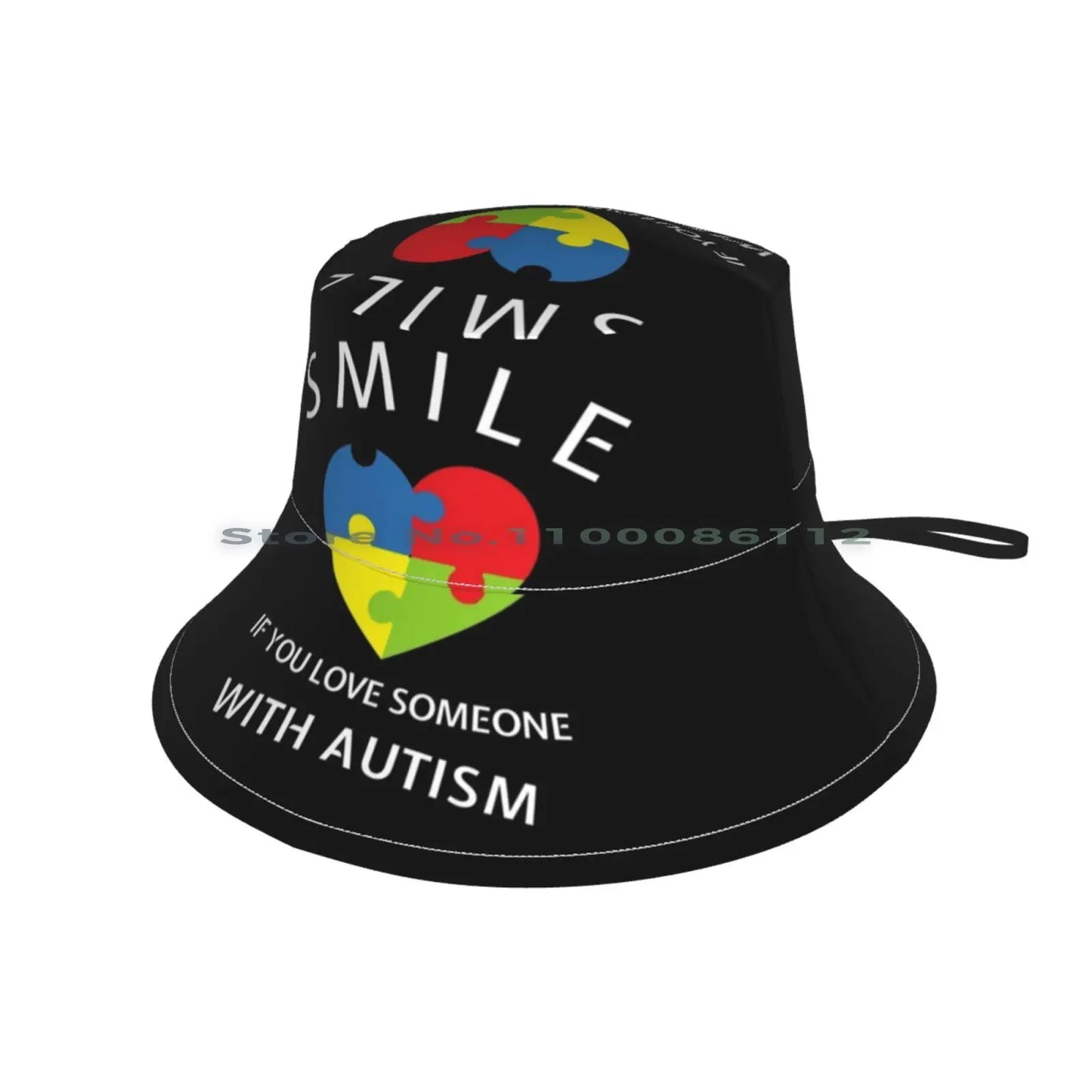 Smile If You Love Someone  with Autism Heart Puzzle Bucket Hat Sun Cap