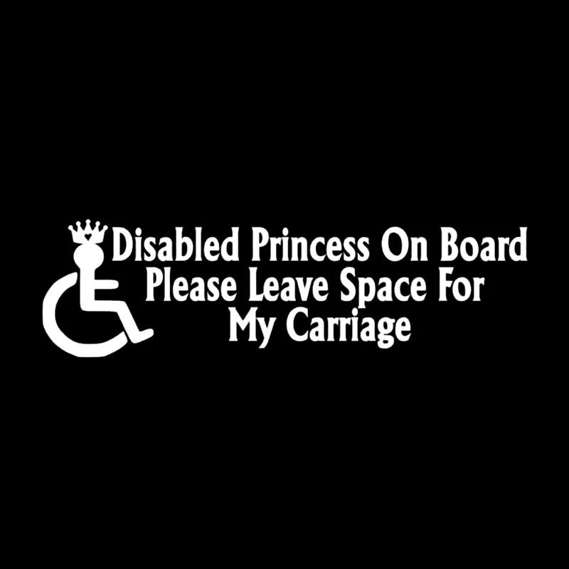 QYPF 15.2CM*4.4CM Disabled Princess On Board Please Leave Space For My Carriage Car Vinyl Sticker Decal Black Sliver C14-0069