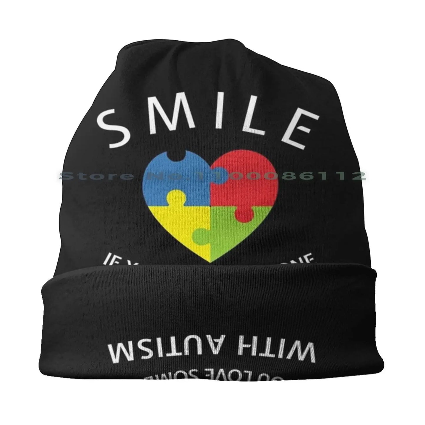 Smile If You Love Someone  with Autism Heart Puzzle Bucket Hat Sun Cap