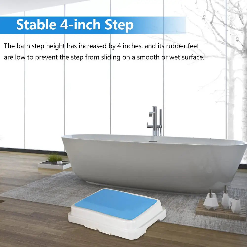 Bath Step Slip Resistant Shower Stepping Stool Elevated Bathroom Safety Aid Handicap Elderly Seniors Entering Exiting Bathtub