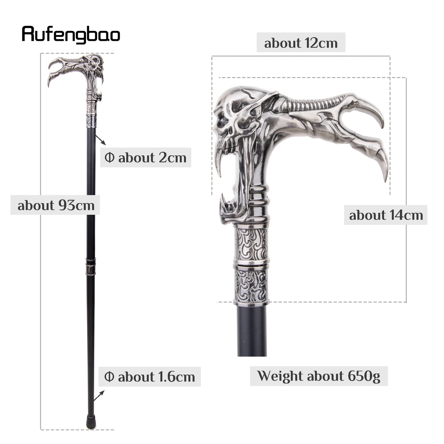 Ghost Skull Head  Walking Stick with Hidden Plate Self Defense Fashion Cane Plate Halloween Cosplay Crosier Vampire Stick 93cm