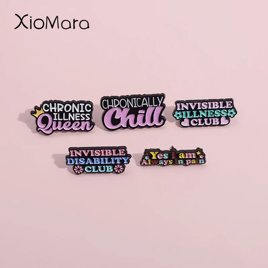 Invisible Illness Disability Club Enamel Pins Caring For Chronic Diseases Brooch Always In Pain Lapel Badge Jewelry Gift For Kid