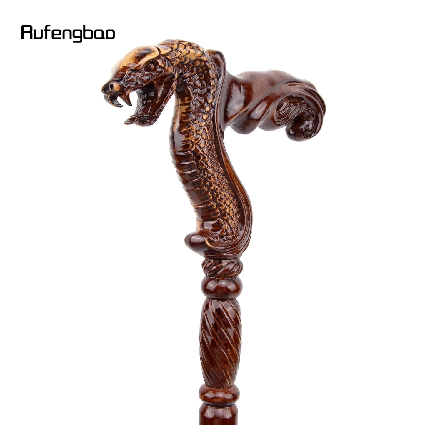 Cobra Snake Brown Wooden Fashion Walking Stick Decorative Cospaly Party Wood Walking Cane Halloween Mace Wand Crosier 93cm