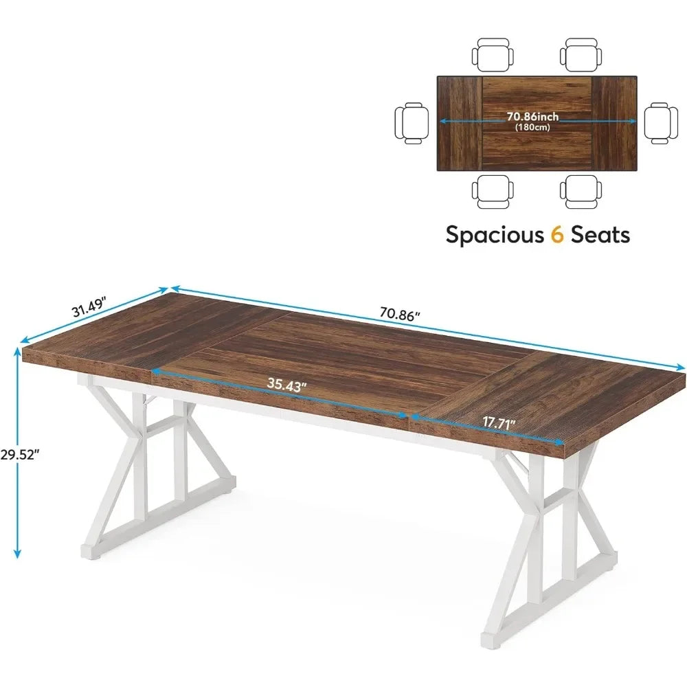 70.8-Inch Executive Desk, Large Computer Office Desk , Modern Simple Style Study Business Furniture for Home Office Brown/White- Meets ADA Recommendations for accessibility dimensions including wheelchairs