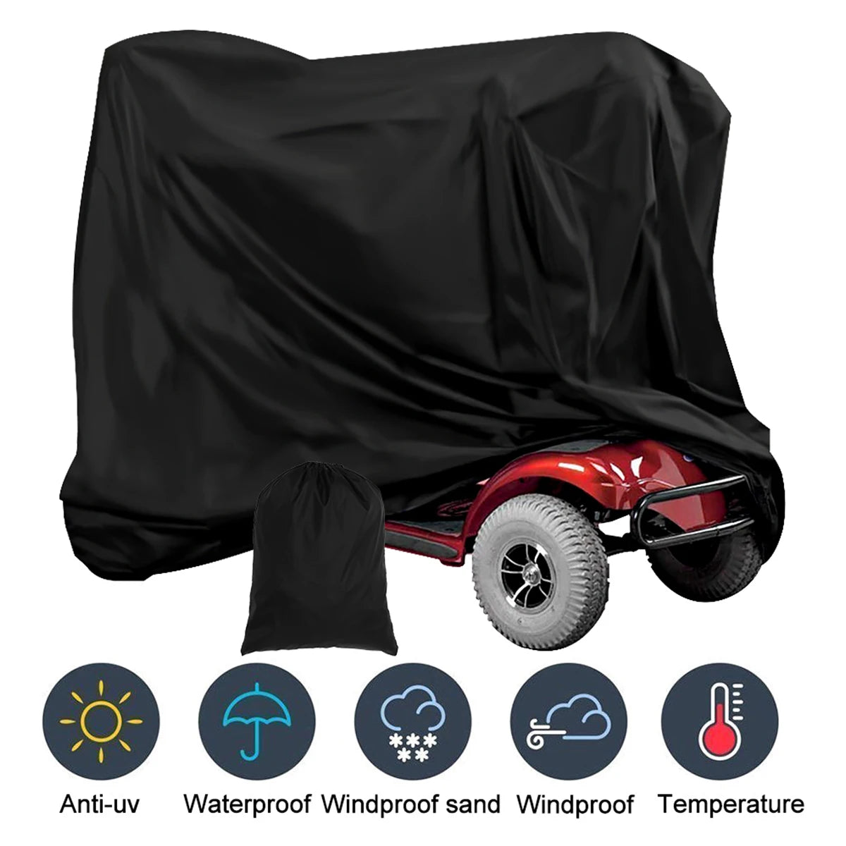 Mobility Scooter Cover Waterproof Wheelchair Storage Cover for Travel Scooter Weather Cover Electric Chair Cover Heavy Duty 190D