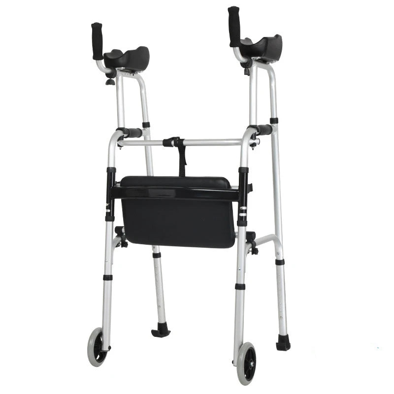 Disabled Elderly Walker Device Double Arm Mobility Aid Toilet Shower Chair Foldable Walking Stick Rehabilitation Standing Frame