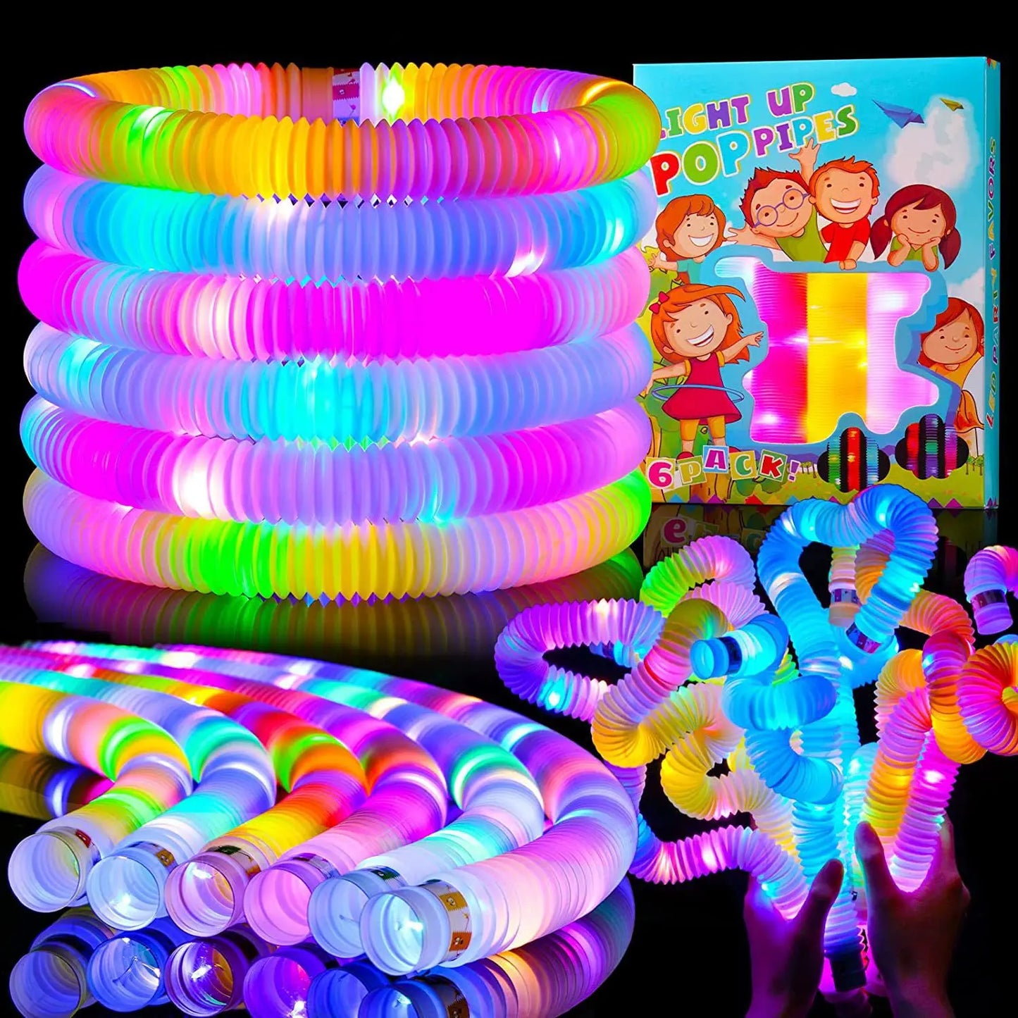 Colorful Plastic Luminous Pop Tube LED Light Fidget Sensory Toys for Adults Child Ati-stress Reliever Special Needs Adhd Autism