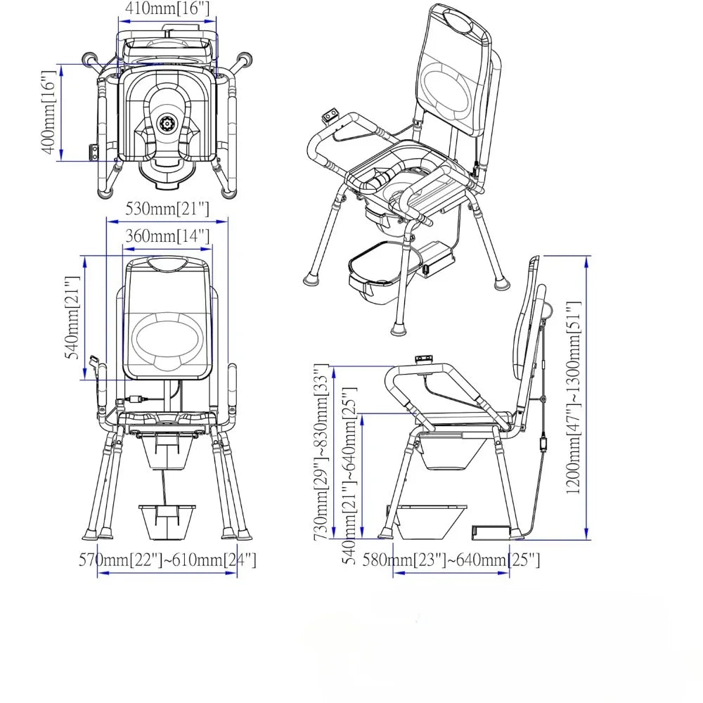 Power Uplift Commode Chair for Toilet & Shower Elderly Assistance Products Assist Bedside Chair with Padded Seat Adjustable