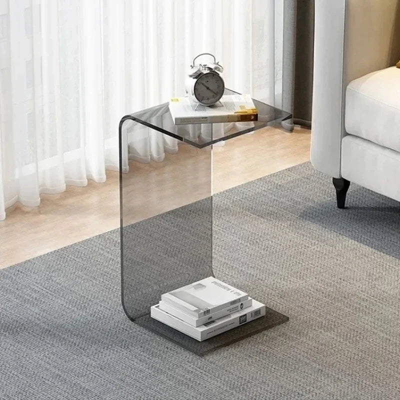 Light Luxury Transparent Acrylic Home Sofa, Small Side Table, Simple Living Room, Bay Window Corner Coffee Table