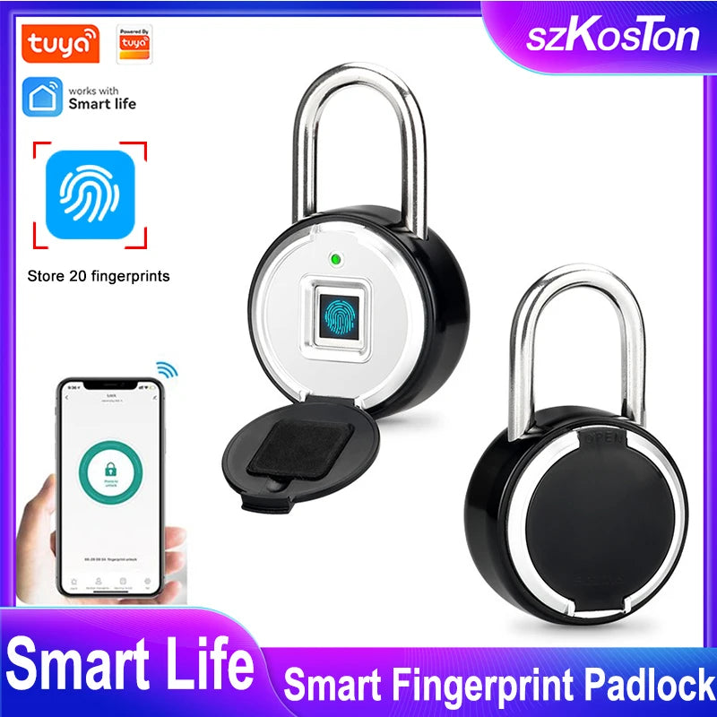 Tuya Smart Fingerprint Padlock Electronic Door Lock Bluetooth-compatible Smart Life APP Unlock Waterproof Security Protection