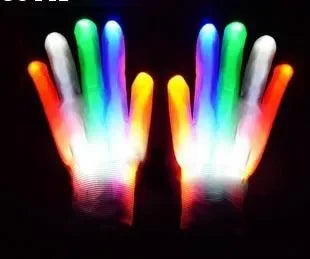 LED, Glowing,  Flashing Skull Gloves, Stage Costume Supplies, Sensory Toy