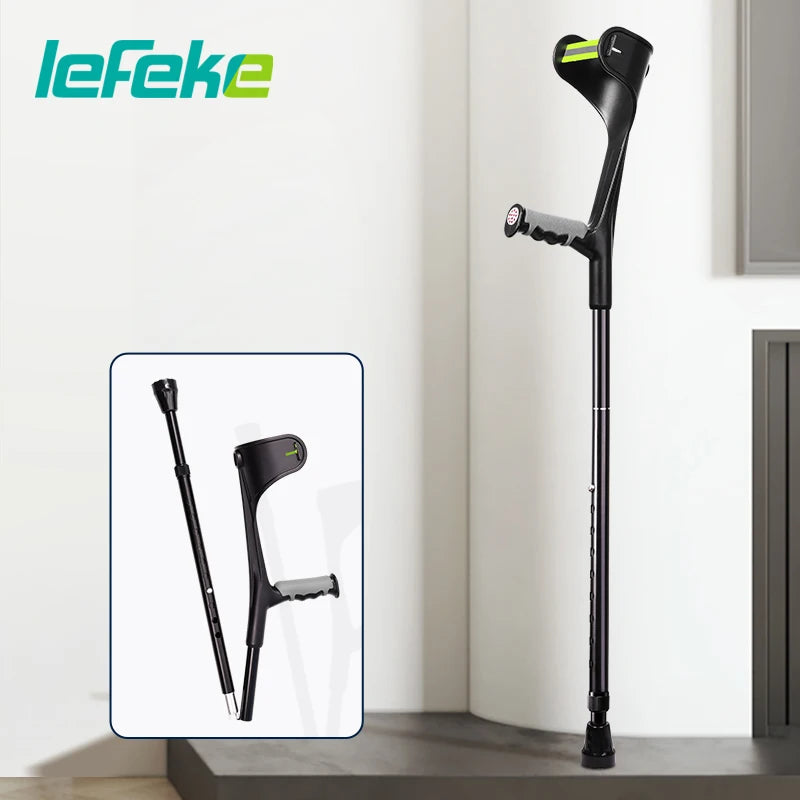 Lefeke Forearm Crutches Foldable Adjustable Aluminium Walk Easy Elbow Crutch Lightweight Walking Stick