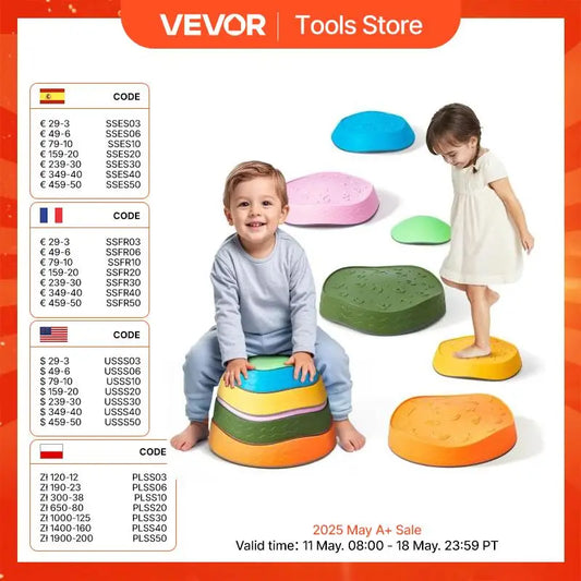 VEVOR 6 PCS Balance Stepping Stones Kids Sports Toys Training Sensorial Social Games for Children Indoor or Outdoor Play