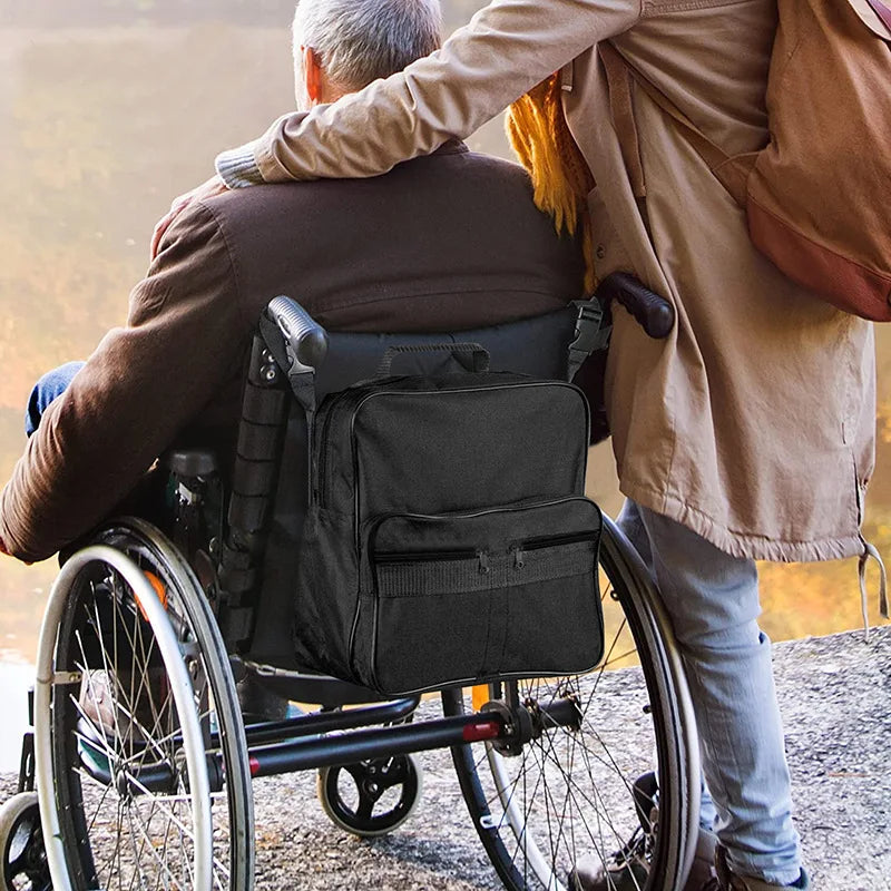 Large Waterproof, Multifunctional Storage Bag for Wheelchair, Push Chair, or Stroller.