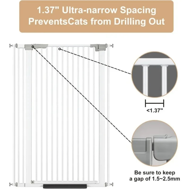 ZOUTEX 51.18" Extra Tall Cat Gate for Doorway, 30.5"-40" Auto Close Pet Gate Include 2.75" and 5.5" Extension Kits