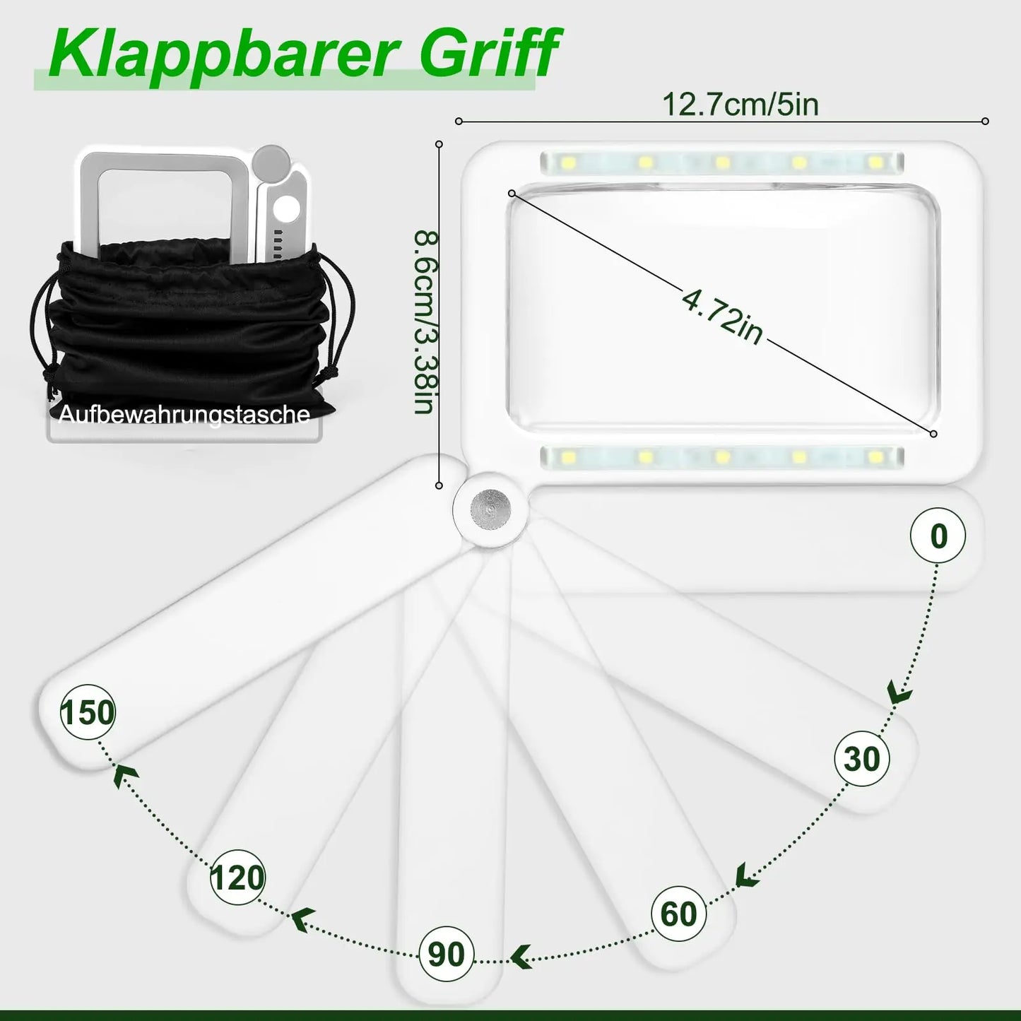 Rechargeable 4x Magnifying Glass for Reading Handy Magnifier with Light for Visually Impaired Individuals Lightweight LED Magnifier