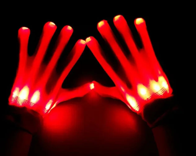 LED, Glowing,  Flashing Skull Gloves, Stage Costume Supplies, Sensory Toy