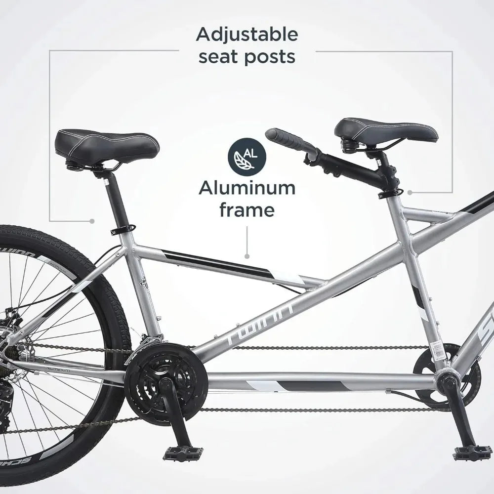 Twinn Classic Tandem Adult Beach Cruiser Bike, Double Seater, Low Step Medium Or Large Frames, 7 or 21-Speed, 650c Urban