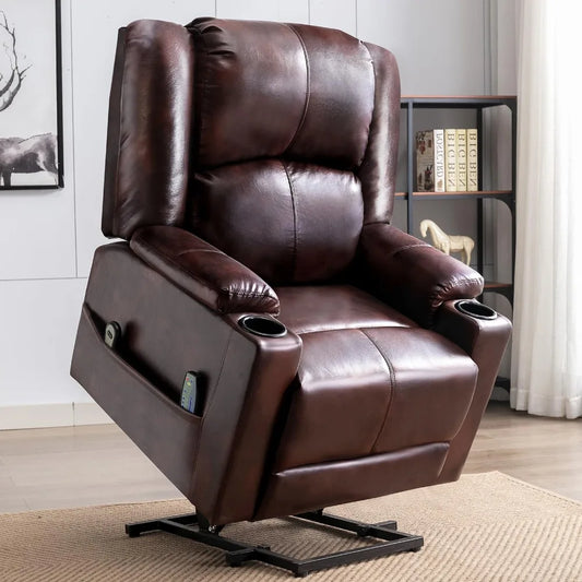 New Power Lift Recliner Chairs for Elderly Big Heated Massage Recliner Sofa PU Leather