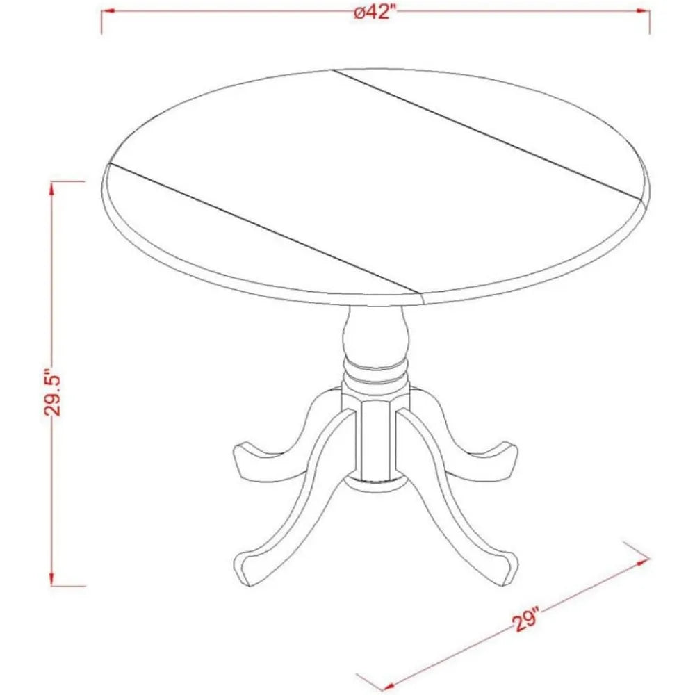 Dublin Modern Kitchen Table - a Round Dining Table Top with Dropleaf & Pedestal Base, 42x42 Inch, Walnut & Linen White- Meets ADA Recommendations for accessibility dimensions including wheelchairs
