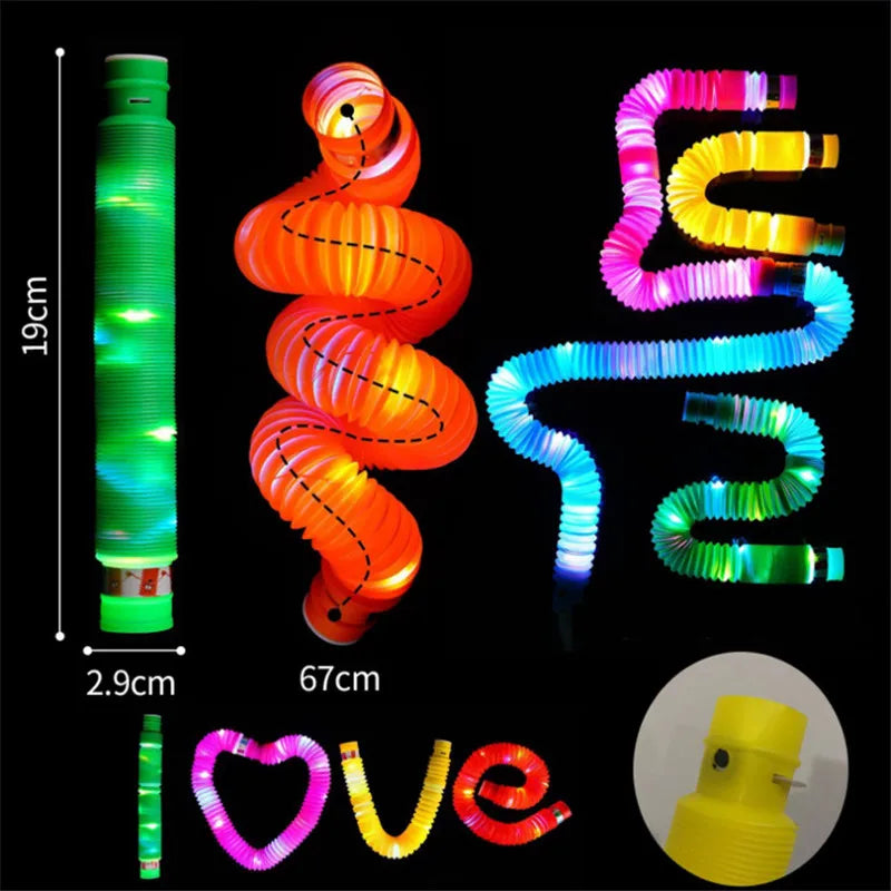 Colorful Plastic Luminous Pop Tube LED Light Fidget Sensory Toys for Adults Child Ati-stress Reliever Special Needs Adhd Autism