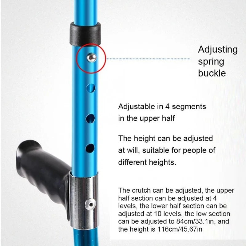 Adjustable Telescopic Underarm Cane Crutch Crutches Aluminum Alloy for Disabled Seniors Elderly Portable Folding Walking Stick