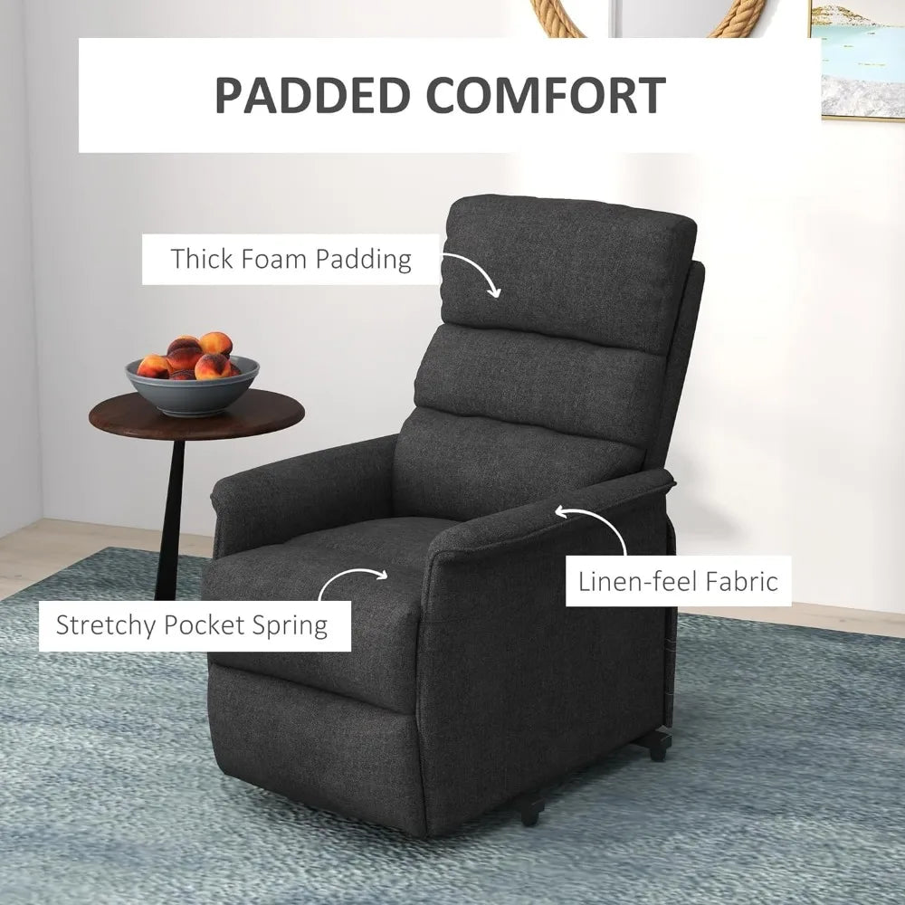 Power Lift Recliner Chair for Elderly, Easy Assembly, Fabric Lift Chair with Remote Control, Side Pockets for Living Room