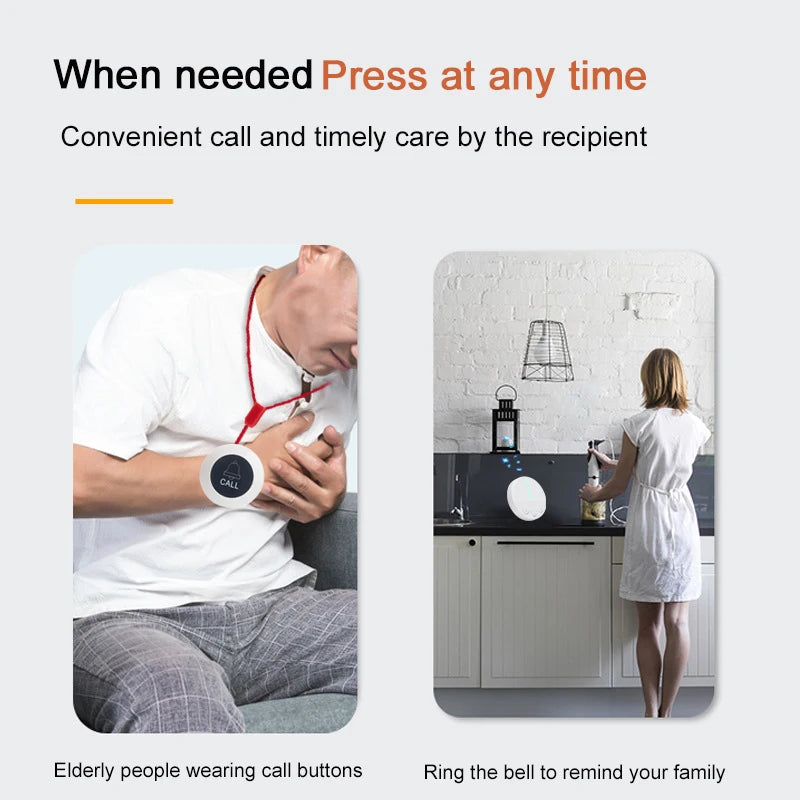 Smart Home SOS Emergency Button Alarm for Handicapped Caregiver Pager Wireless Nurse Alert System for Elderly