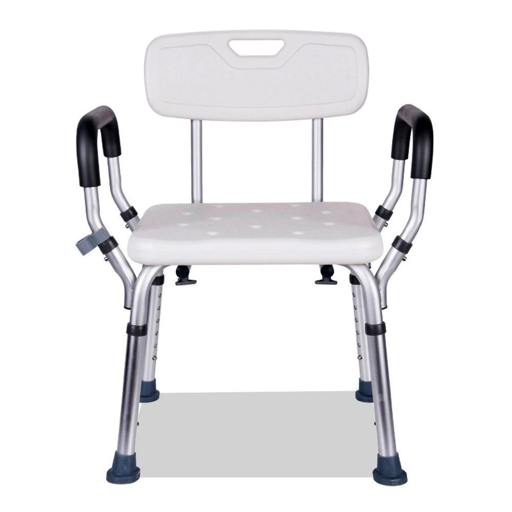 Adaptive Convertible Shower Seat with anti-skid feet and shower attachment.