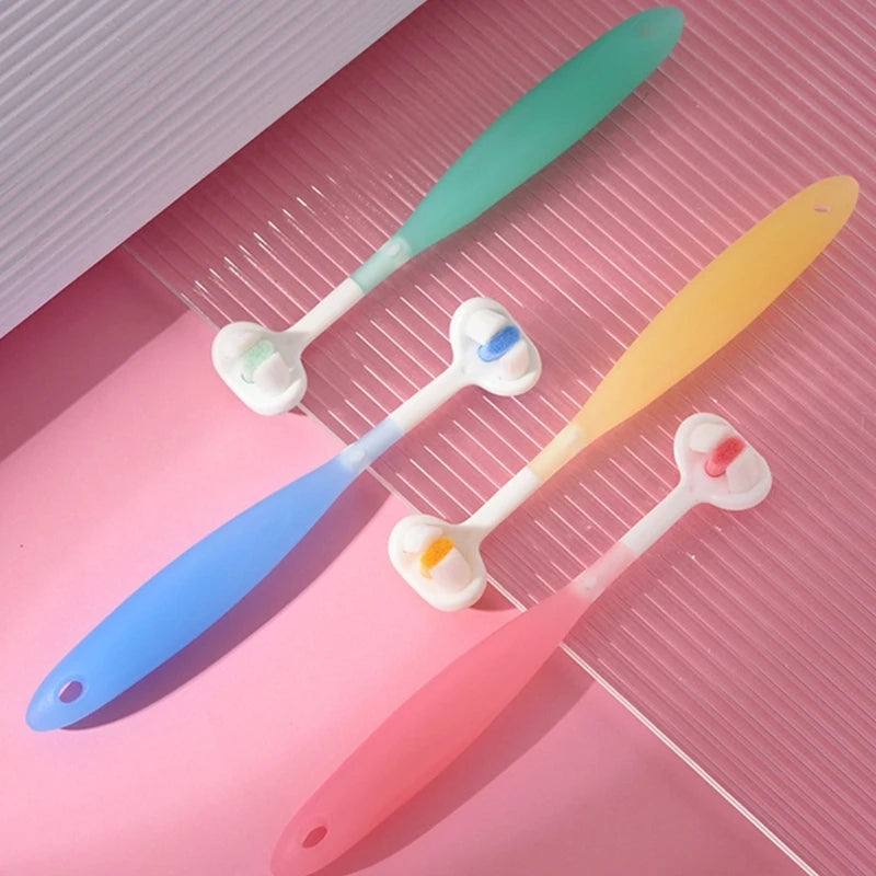 3 Sided Autism Toothbrush Three Bristles for Special Need Kids Soft Bristles Soft Cleaning Toothbrush for Kids