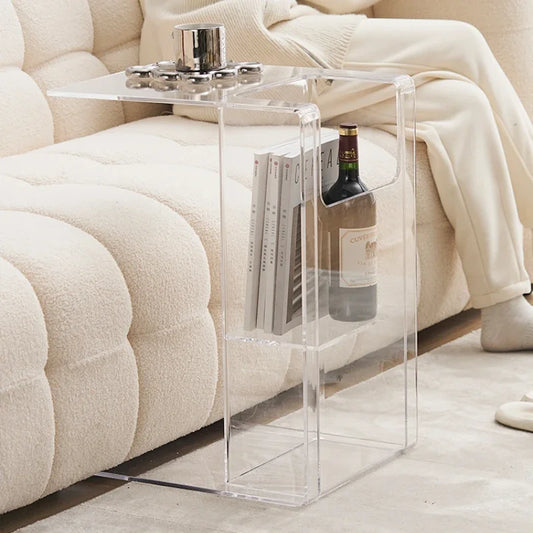 C-shape Side Table Transparent Acrylic End Table Modern Living Room Coffee Table