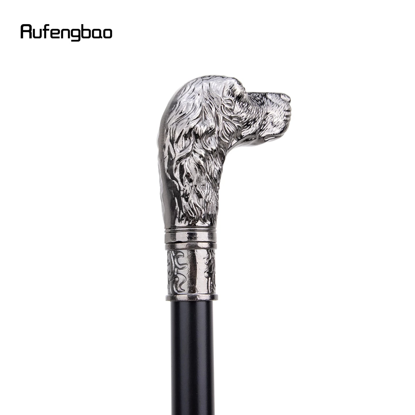 Sliver Loyal Dog Head Walking Cane Fashion Decorative Walking Stick Gentleman Elegant Cosplay Cane Knob Crosier 93cm