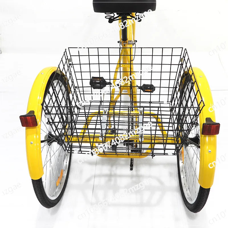 Adult Tricycle Single Three Wheel Bike 26inch Seat Adjustable Trike with Bell Brake System and Basket Cruiser Bicycles