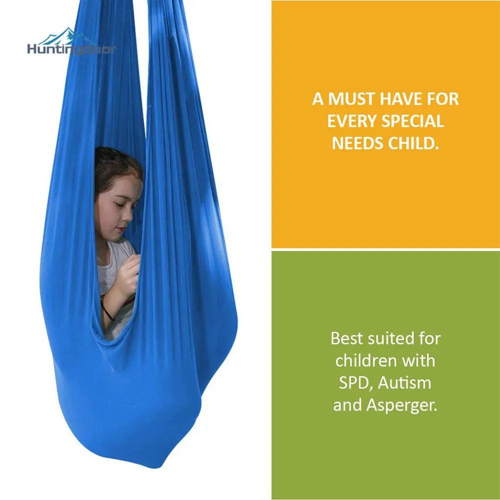 1PC Blue Hammock Indoor Therapy Swing for Kids with Special Needs Lycra Snuggle Swing Cuddle Hammock for Children 80*120cm