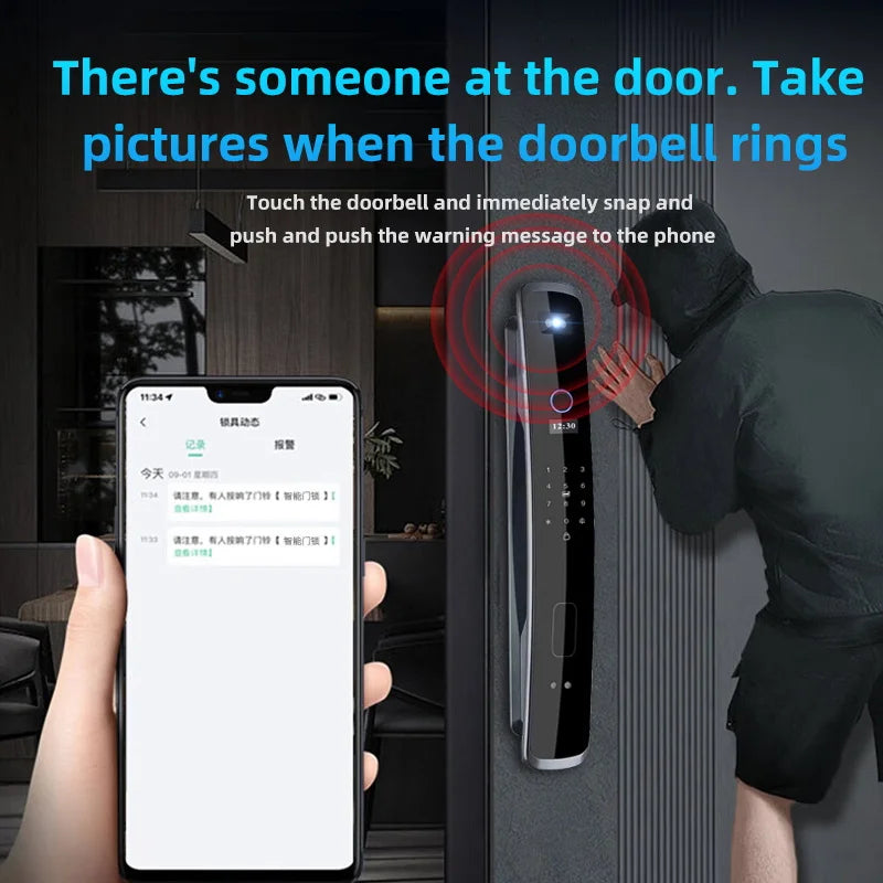 3D Face Recognition Intelligent Lock Remote Video Call Fingerprint Password Lock Digital Door Lock Electronic Lock