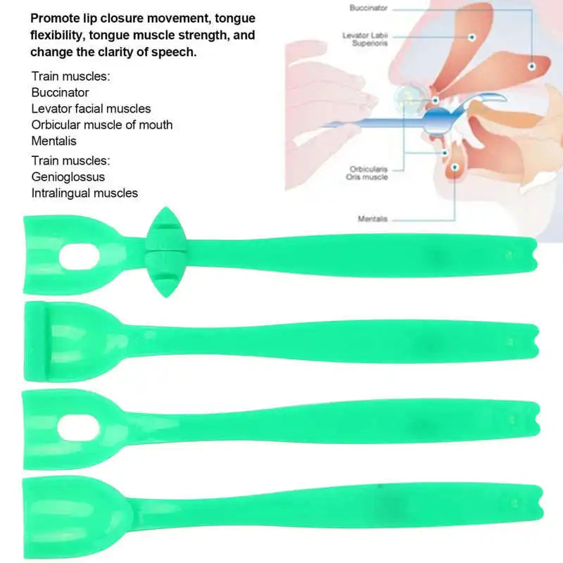 4pcs Tongue Trainer Rehabilitation Oral Muscle Trainer Exercise for Down Syndrome Tool Mouth Talking Training Tools Set